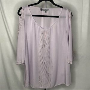 Purple cold shoulder blouse